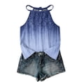 thumbnail image 3 of Boho Halter Top for Womens - Tie Neck Sleeveless Graphic Camisole, Flowy Asymmetric Hem Tank for Women's Summer Beach & Festival Outfits Royal Blue S, 3 of 8