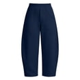 thumbnail image 5 of Barrel Sweatpants for Women, High Rise Comfort Waist Wide Leg Ankle Length Pants with Pockets, Womens Fall Outfits | VerBelle,Navy M, 5 of 9
