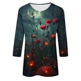 thumbnail image 5 of Floral Print 3/4 Sleeve Tops for Womens Summer Tshirts Casual Crewneck Shirts Fashion Basic Fit Tee, 5 of 5