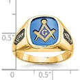 thumbnail image 5 of Solid 14k White Gold Men's Polished and Grooved with Black Enamel and Imitation Blue Spinel Masonic Ring - Ring Size 9.0, 5 of 7