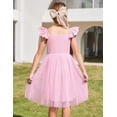 thumbnail image 3 of Vestido Arshiner Girl de manga corta con volantes y hombros descubiertos, 3 of 6