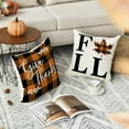 thumbnail image 4 of Sm:)e Buffalo Check Plaid Pumpkin Maple Leaf Fall Thanksgiving Throw Pillow Covers 18 x 18 Set of 4, Orange, 4 of 8