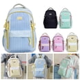thumbnail image 7 of HAHUT Large Capacity Nylon Striped Backpacks for Women Men, Lightweight Multiple Pockets Schoolbag for College Travel Office Work & Daily Use (Pink), 7 of 7