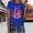 Blue, variant on Graphic Tees for Women Carnival Striped Casual Top for Festive Wear with Crew Neck and Short Sleeves Daily and Party Friendly Women’s T Shirt Red S