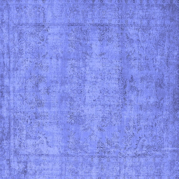 Ahgly Company Machine Washable Indoor Square Oriental Blue Industrial Area Rugs, 7' Square