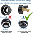 thumbnail image 2 of IBC Tote Water Tank Adapter for 275–330 Gallon Containers, Coarse Thread Connector with Hose Faucet Valve, 2 of 16
