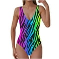 thumbnail image 3 of Jsaierl Womens Tummy Control One Piece Swimsuits Push Up Tropical V Neck Monokini Bathing Suit Full Coverage Slimming Swimwear, 3 of 7