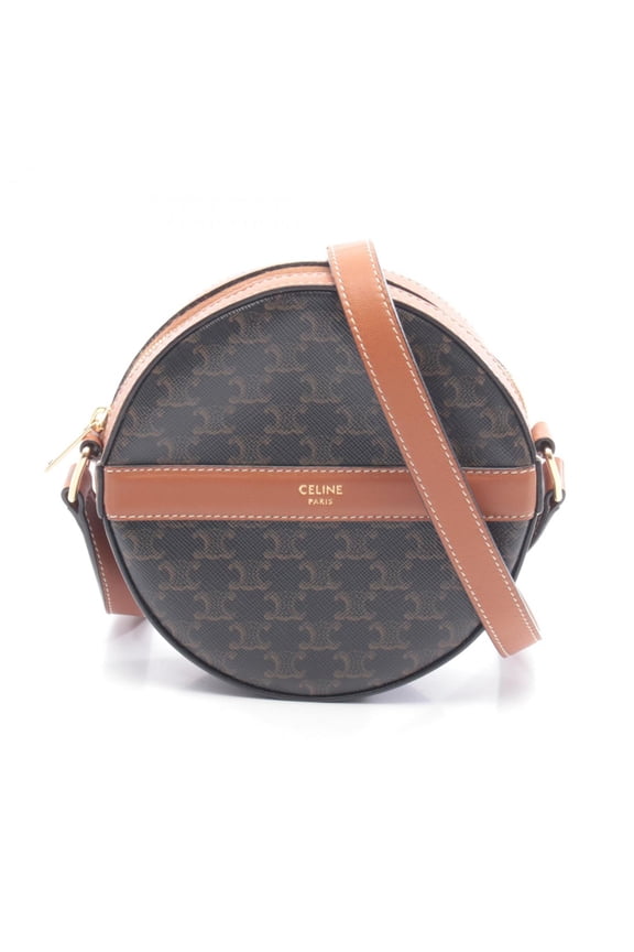 Pre-Owned Celine Triomphe Round Purse Shoulder Bag Handbag Coated Canvas Leather Women's...