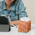 thumbnail image 4 of ZIATUBLE Thanksgiving Maple Leaves Square Tissue Box Cover Fall Pumpkin Leather Tissue Box Cover Decorative Rectangular Tissue Box Covers with Snap Button Napkin Tissue Box, 4 of 7