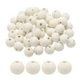 thumbnail image 1 of Uxcell 50 piezas de cuentas de madera de 20 mm, cuentas redondas sueltas con agujero grande de 4.5 mm para joyería, collares y pulseras., 1 of 7