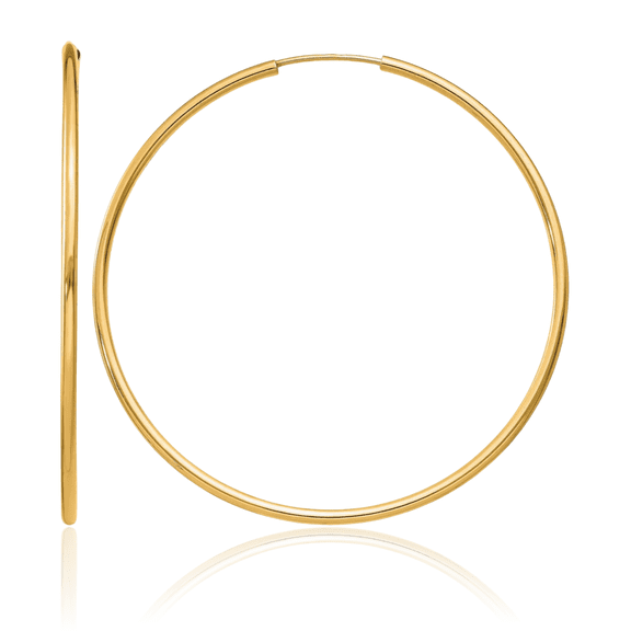 ICE CARATS 10K Yellow Gold Large Round Endless Hoop Earrings - 45.5mm 1-3/4 inch - Latch Back, Lightweight, Endless Hoop Back Women's