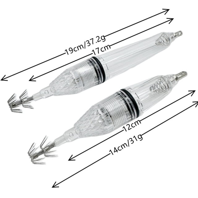 AA Battery Powered 12cm/17cm Luminous LED Squid Jig Hook Fishing Bait Light