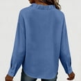 thumbnail image 6 of CIENVNSTG Women's Ruffled Collar Blouses Dressy Boho Casual Ruffle V Neck Long Sleeve Dress Shirt Loose Fit Tops Blue S, 6 of 6