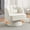 Teddy Fleece | Beige, variant on Swivel Accent Chair, 360°Swivel Barrel Chairs, Mid-Century Chair with Striped Backrest & Soft Cushion, Comfy Round Armchair Single Sofa for Living Room, Lounge, Bedroom