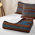 thumbnail image 4 of jejeloiu Teal Western Horse Aztec Print Bed Spread Queen Kids,Boho Farm Pattern Queen Coverlet Set,3pcs, 4 of 7