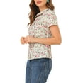 thumbnail image 4 of Unique Bargains Women's Retro Peter Pan Collar Button Front Floral Print Blouse XS Cream White, 4 of 6