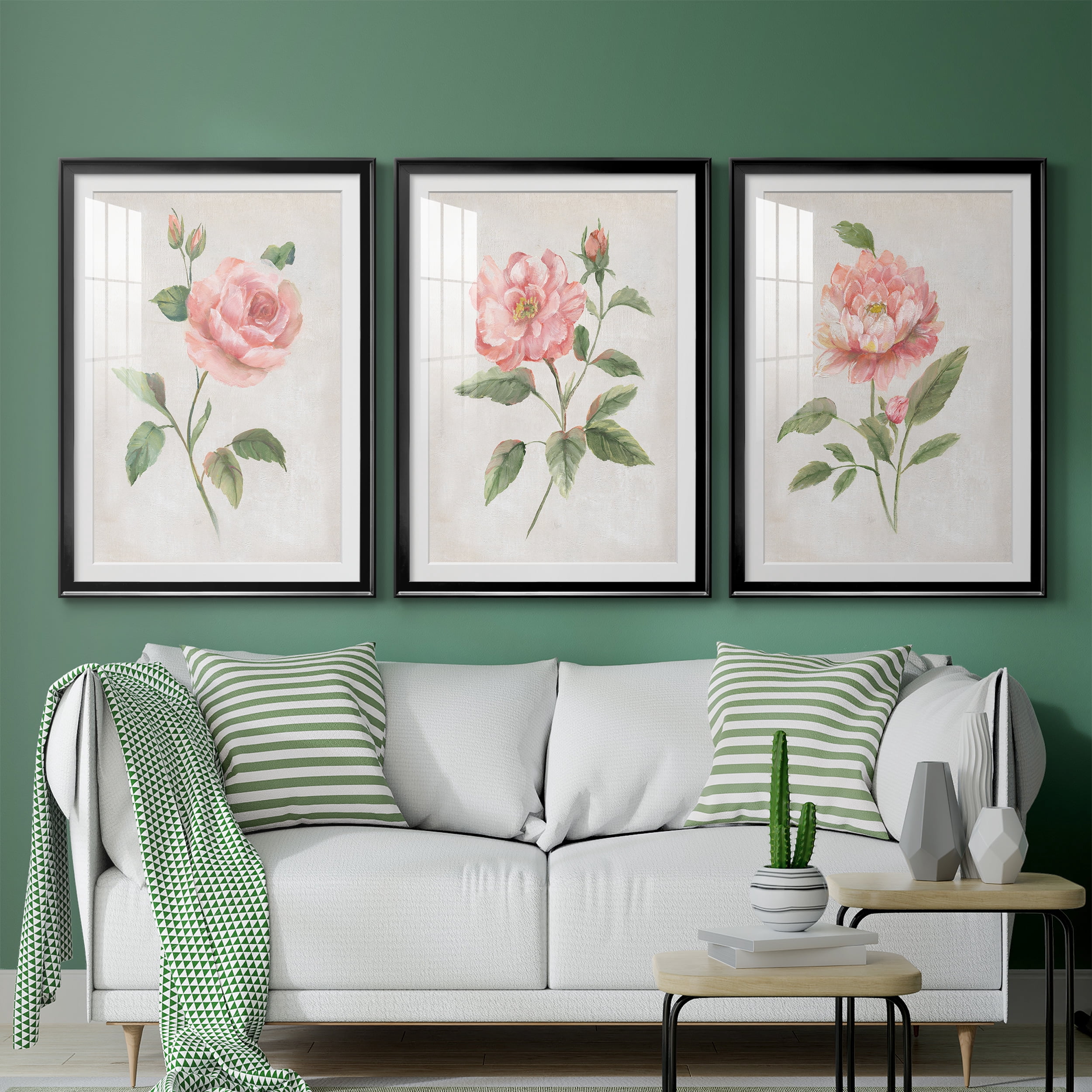 Grandiflora I Premium Framed Prints Set of 3 - Ready to Hang - 30.5 x 42.5 Each - Black Frame