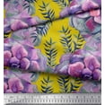 thumbnail image 3 of Soimoi Yellow polyester Crepe Fabric Leaves & Begonia Floral Print Sewing Fabric Yard 52 Inch Wide, 3 of 3