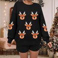 thumbnail image 5 of larppty Womens Oversized Christmas Sweaters Crewneck Reindeer Graphic Knit Long Sleeve Santa Xmas Pullover Sweater (Black, S), 5 of 8