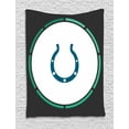 thumbnail image 1 of Rodeo Tapestry, Horseshoe in a Circle Frame Wild West Luck Illustration Print, Wall Hanging for Bedroom Living Room Dorm Decor, 60W X 80L Inches, Charcoal Grey Sea Green White Blue, by Ambesonne, 1 of 2