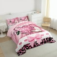 thumbnail image 3 of Manfei Western Cowgirl Boot Queen Comforter Set, Cartoon Pink Bowknot Bedding Sets, Cow Leopard Print Reversible Bedding Comforter Set, Lightweight Room Decor, 3pcs, 3 of 8