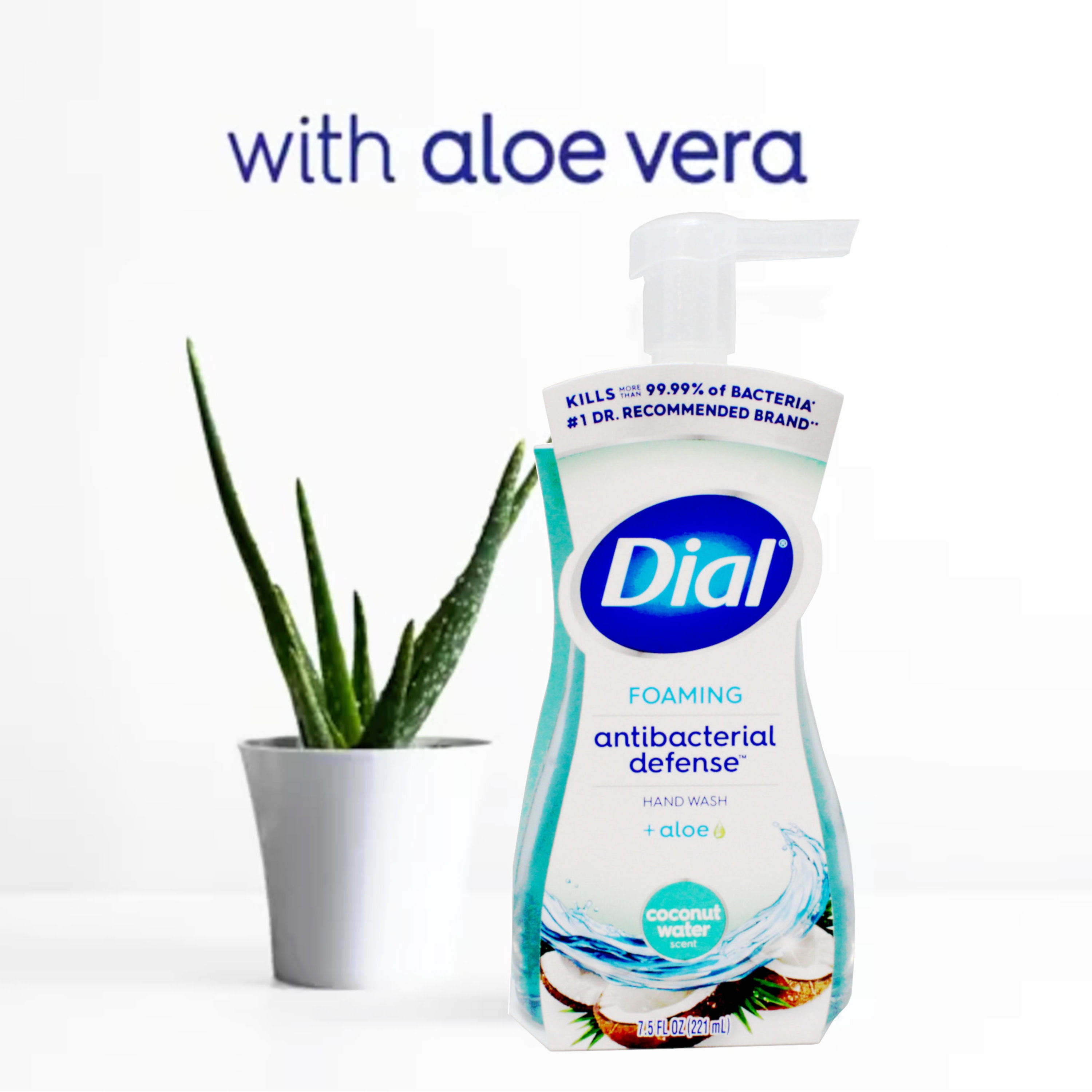 Dial Antibacterial Defense Coconut Water Scent Foaming Hand Soap, 7.5 FL Oz - 5 Pack