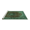 thumbnail image 2 of Ahgly Company Machine Washable Indoor Rectangle Medallion Turquoise Blue Traditional Area Rugs, 6' x 9', 2 of 4