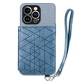 thumbnail image 2 of Elehold Luxury Leather Lanyard Wallet Case for iPhone 14 Pro 6.1 inch Magnetic Closure with Hand Strap Card Cash Slot Shockproof Kickstand Support Magnetic Car Mount Stylish Phone Case,Blue, 2 of 13