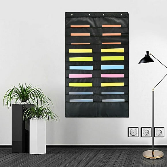 Ihvewuo 20 Pockets Storage Pocket Chart with 5 Hangers Wall File Organizer for File Folders for Classroom, Office, School Mailbox Organizer, and Home