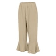 thumbnail image 6 of SONXAHE Women's Flare Hem Capris Elastic Waist Beach Daily Cropped Trousers, 6 of 8