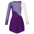 thumbnail image 3 of iixpin Kids Girls Long Sleeve Figure Ice Skating Dress Ballet Dance Leotard Competiton Costume Dancewear Purple 10, 3 of 6