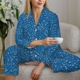 thumbnail image 6 of Honeii Blue Star Print print Women's Pajama Sets Long Sleeve Button Down Sleepwear Nightwear Soft Pjs Lounge Sets-X-Large, 6 of 7