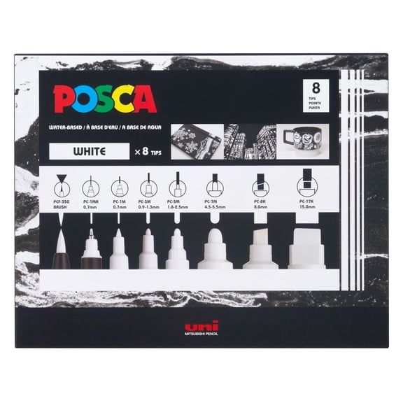 Posca 8-Count White Paint Marker Set
