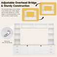 thumbnail image 6 of 102.3"W Farmhouse 4-Piece Entertainment Center Wall Unit with Bookshelves, Modern Large TV Stand with 6 Drawers for TVs Up to 75", Rustic Media Console with Adjustable Shelves for Living Room, White, 6 of 7