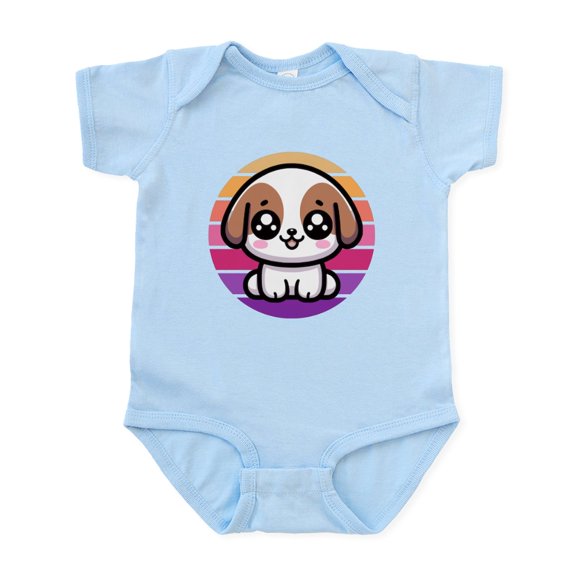 CafePress - Cute Puppy Dog Retro Sunset Body Suit - Baby Light Bodysuit, Size Newborn - 24 Months