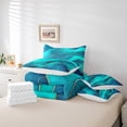 thumbnail image 4 of YST Teal 7-Piece Geometric Stripe Bedding Set, Abstract Ocean Wave Comforter Set, Queen, 4 of 4