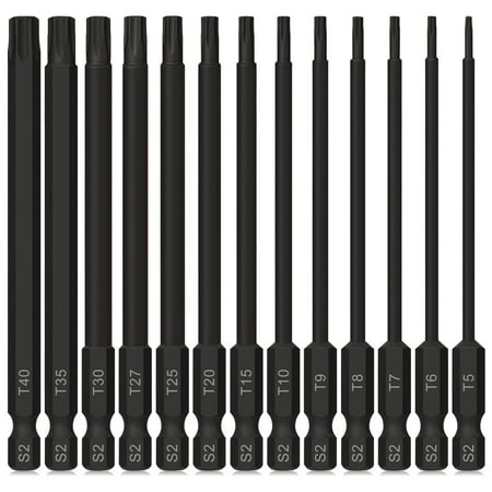 

Hakkin Torx Screwdriver Bit Set 13PCS Security Torx Bit Set 1/4 Hex Shank Tamper Resistant Star Bits