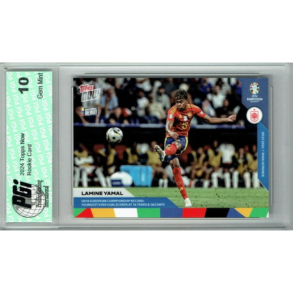 Lamine Yamal 2024 Topps Now #54 Youngest Euro Goalscorer! Rookie Card PGI 10