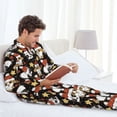 thumbnail image 6 of Salouo Cute Dog Panda Print Button-Front Long Sleeve Pajama Set for Men, Soft 2Pjs Men's Long Sleeve Sleepwear-Large, 6 of 7
