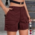 thumbnail image 2 of aidice Cargo Shorts for Women Summer Elastic Waisted Ruched Button Loose Outdoor Hiking Workout Shorts, 2 of 5