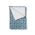 thumbnail image 2 of 1990s Soft Flannel Fleece Throw Blanket, Lips and Tongue Retro Style Arrangement on Pastel Blue Backdrop, Cozy Plush for Indoor and Outdoor Use, 50" x 70", Pale Pink Vermilion, by Ambesonne, 2 of 5