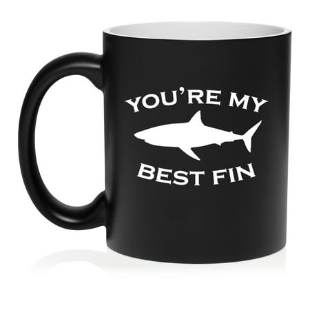 

You re My Best Fin Friend Shark Gift For Best Friend Ceramic Coffee Mug Tea Cup Gift (11oz Matte Black)