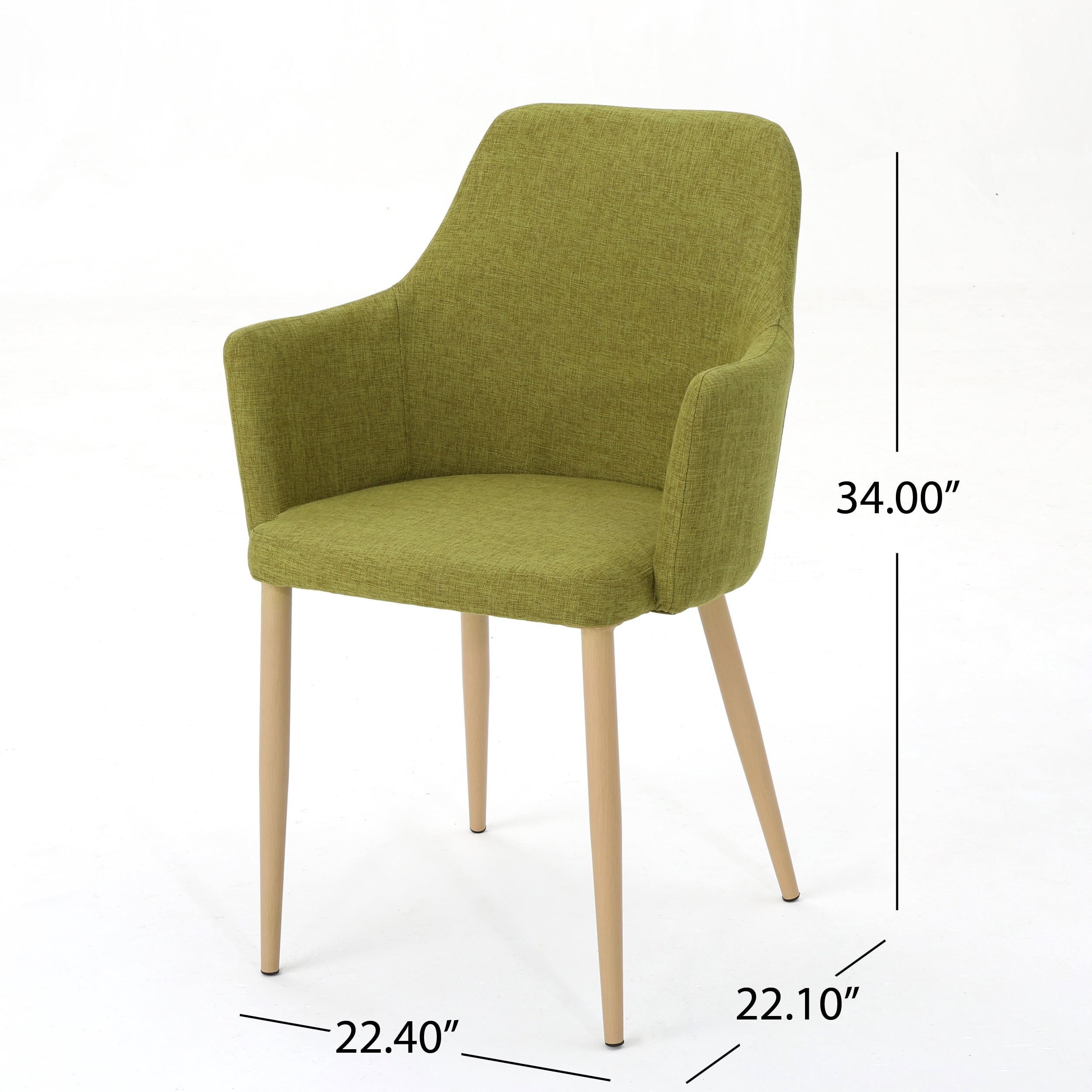 Noble House Nina Indoor Mid Century Fabric Dining Chairs, Set of 2, Green
