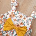 thumbnail image 5 of OLLUISNEO 4-5 Years Toddler Baby Girls Summer Shorts Outfits Square Neckline Floral Print Flying Sleeve Top Elastic Shorts 2 PCS Set Yellow, 5 of 8
