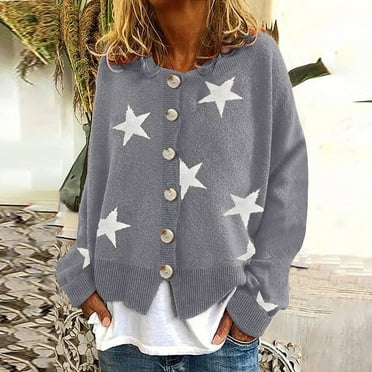AOOCHASLIY Black and Friday Women Coat Christmas Gift Fashion Women Long Sleeve Print Cardigan Casual Coat Blouse Top