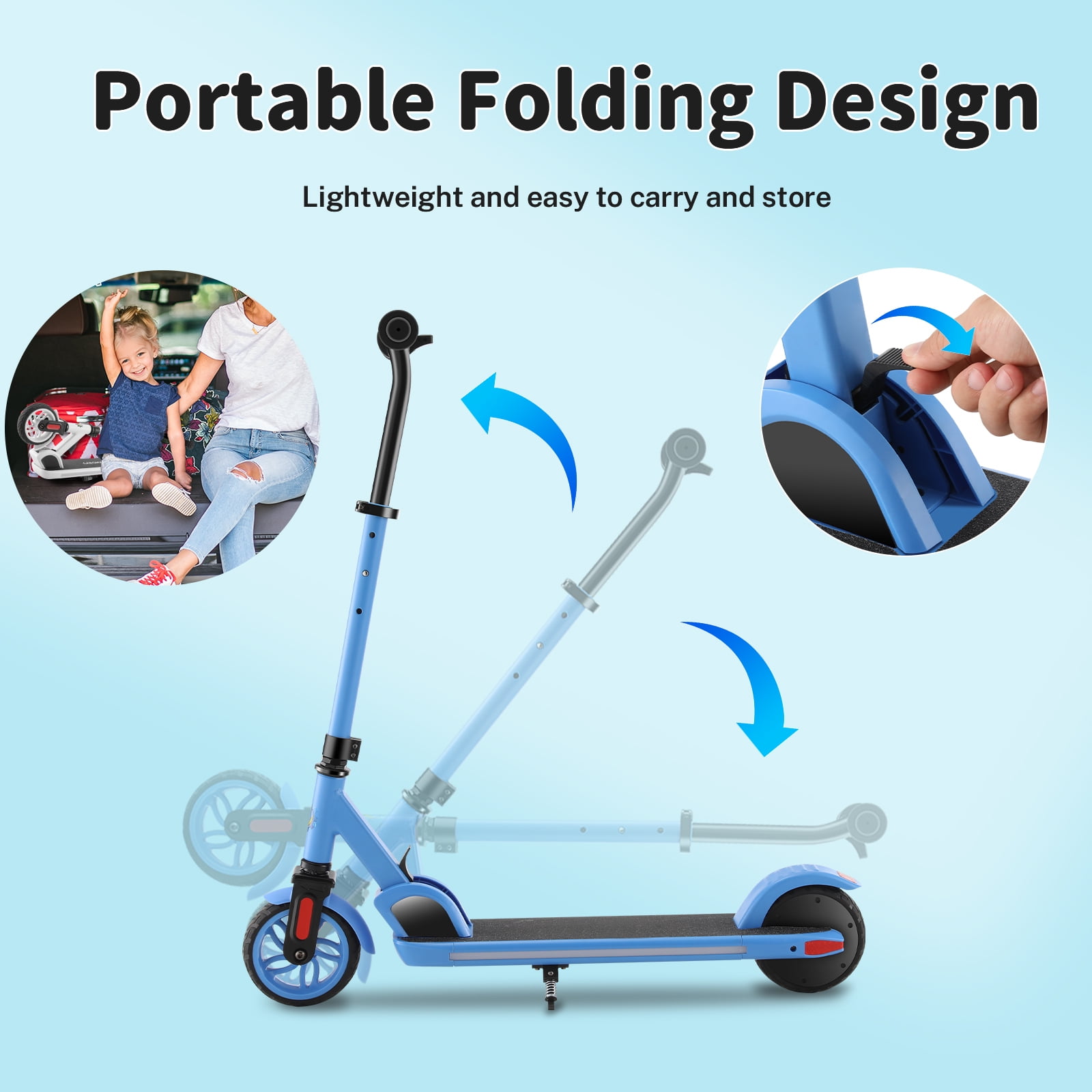 SANOPY 180W Electric Scooter for Kids, 3 Speeds and Height Adjustable,up to 10 mph, 80 Mins Ride Time,LED Visible Display for Kids Ages 6-14,Ideal Gifts for Kids