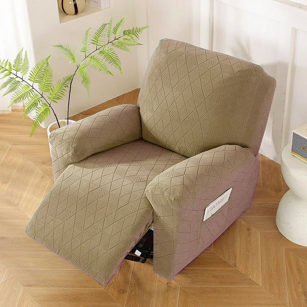 Xiao Hua Funda elástica universal para sofá reclinable con estampado de rombos, color caqui, para sala de estar, 1 plaza