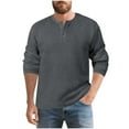 thumbnail image 2 of Zylanna Men's Long Sleeve T-Shirts, Solid Color Crew Neck Homewear Loose Casual Tops for Men Dark Gray, 2 of 9