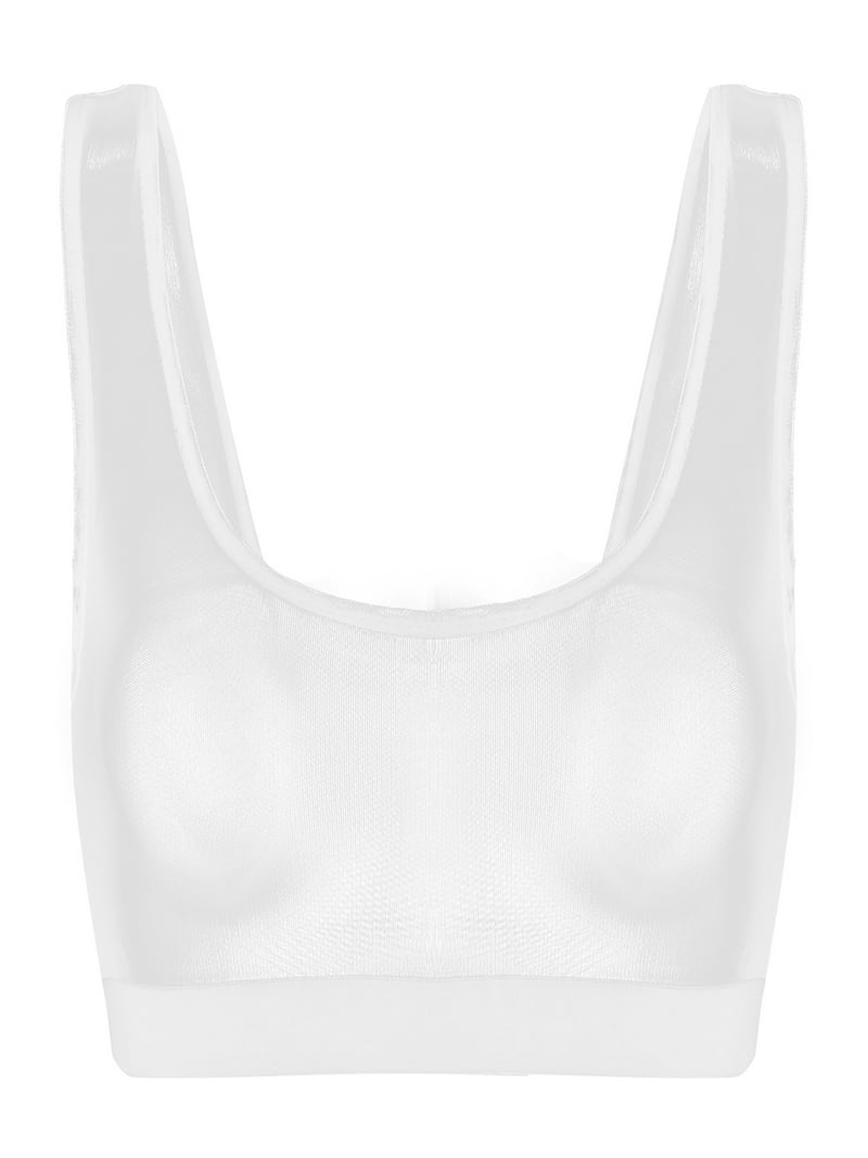TiaoBug Women's Sheer Mesh Bra Crop Tops See Through Vest