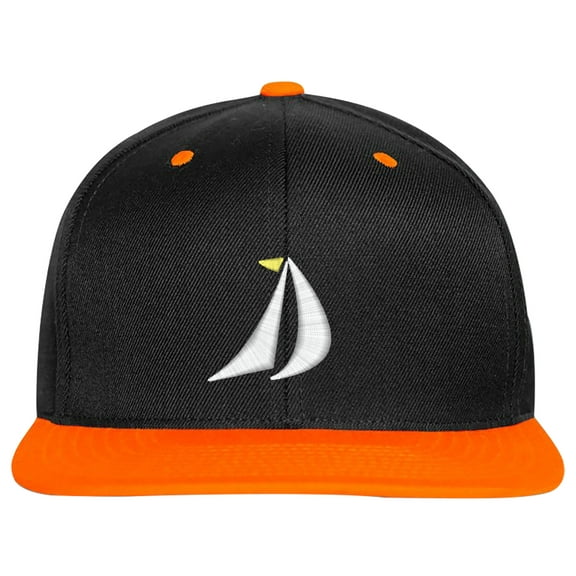 Embroidered SailBoat, Mainsail and Geneo Sailing Logo-EM-0050-Black-Orange